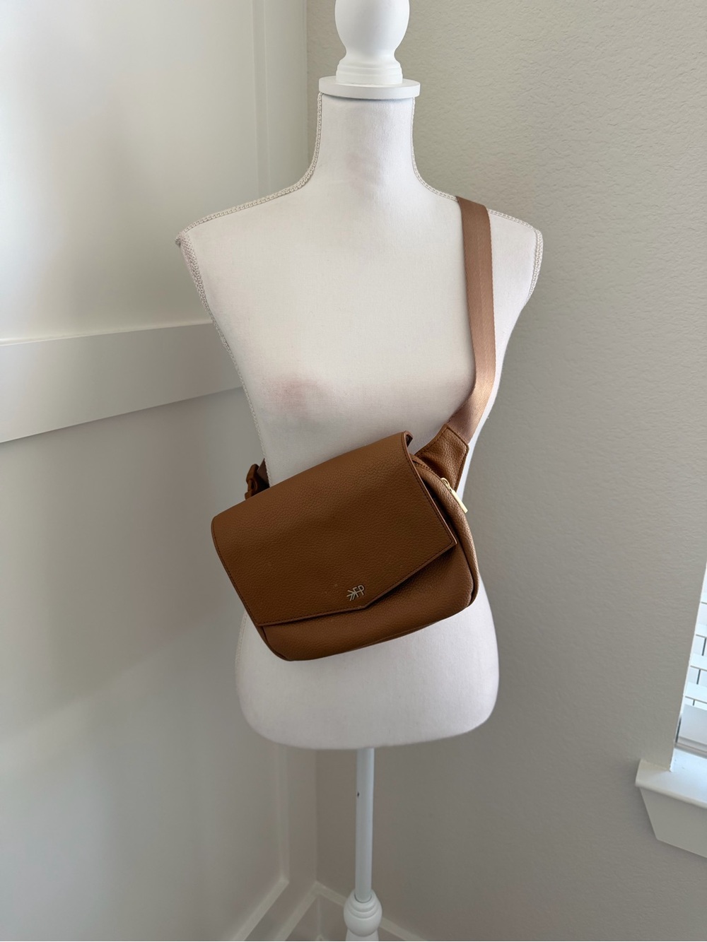Freshly Picked Classic Diaper Bag Crossbody Purse Camel Brown Vegan Leather